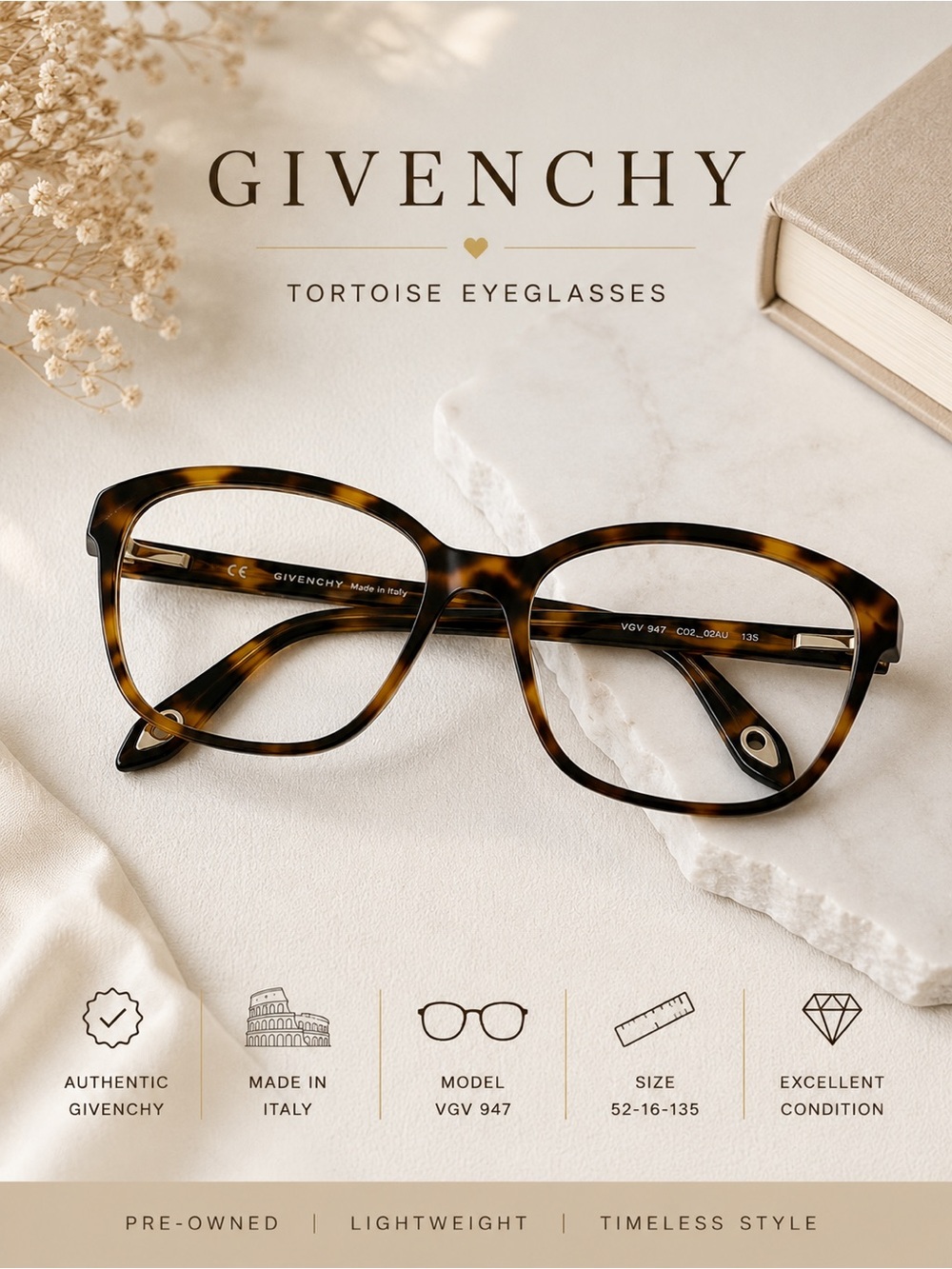 Givenchy Tortoise Eye Women's Glasses Frames only